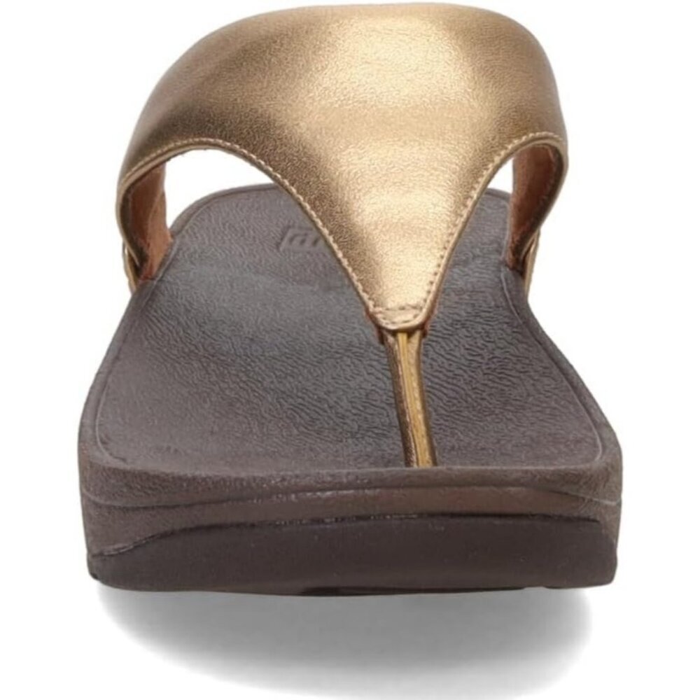 Women's Flip-Flop Thong Sandals Bronze Leather Classic Comfort Slip On Shoes - Picture 3 of 7